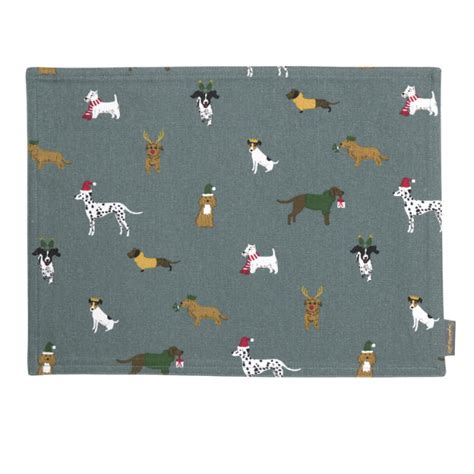 Sophie Allport Christmas Dogs Fabric Placemat John Norris
