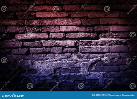 Neon Light On Brick Walls That Are Not Plastered Background And Texture