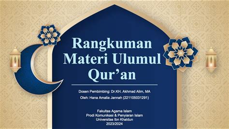 Uas Ulumul Quran Kpi A Dr H Akhmad Alim M A Hana Amalia Jannah