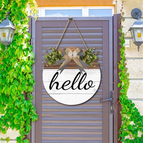 Wooden Welcome Door Plate Hollow Bow Flower Room Wall Door Hanging