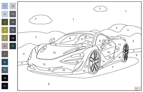 Mclaren 720s Color By Number Coloring Page Free Printable Coloring Pages