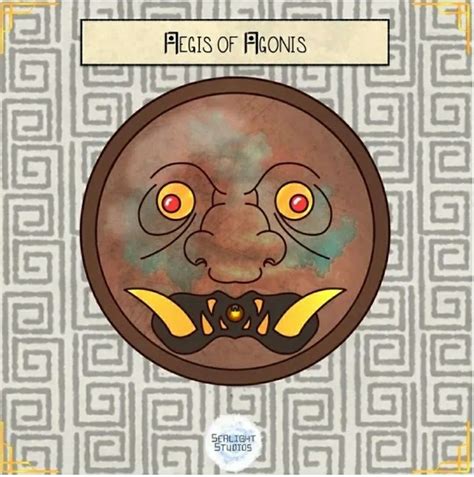 A Brass Shield In The Shape Of A Monstrous Face Greek Mythology Dnd