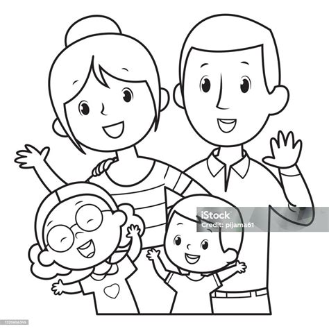 Hitam Putih Potret Keluarga Ayah Ibu Seorang Gadis Dan Anak Lakilaki