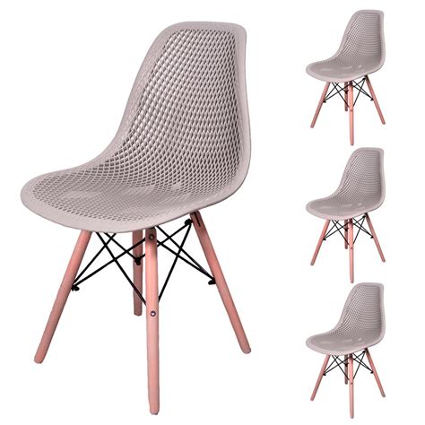 Kit Cadeiras Design Charles Eames Eiffel Furadinha Cor Nude MadeiraMadeira