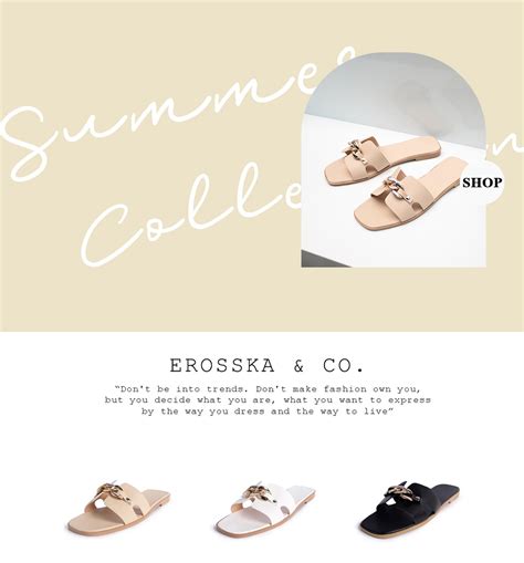 Dép nữ thời trang đế bằng Erosska mũi vuông quai xích màu nude DE042 Shopee Việt Nam