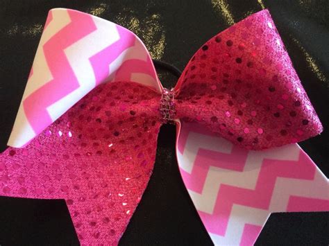 Pink And White Cevron And Hot Pink Cheer Bow Pink Cheer Bows Etsy Cheer Bows