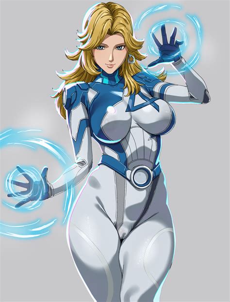 Fuooooo Sue Storm Fantastic Four Marvel Marvel Rivals Highres Girl Blonde Hair Blue