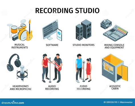 Isometric Music Studio Icons Stock Vector Illustration Of Mixer