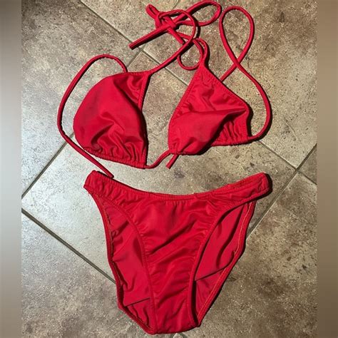 VENUS Swim Venus Red String Bikini Set Small Poshmark
