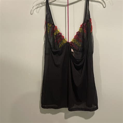 Cacique Lingerie Black Embroidered Floral Chemise Nig Gem