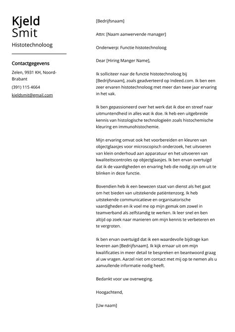 Histotechnoloog Sollicitatiebrief Voorbeeld And Gids Banen Op