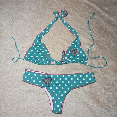 Vintage Green White Red Mini Bikini Etsy