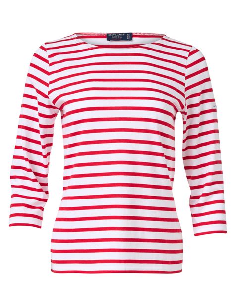 Galathee White and Red Striped Shirt | Saint James