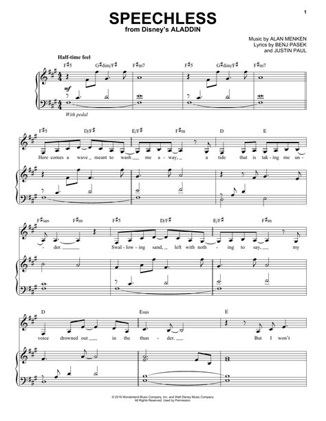 Speechless From Disneys Aladdin By Naomi Scott Sheet Music For Piano