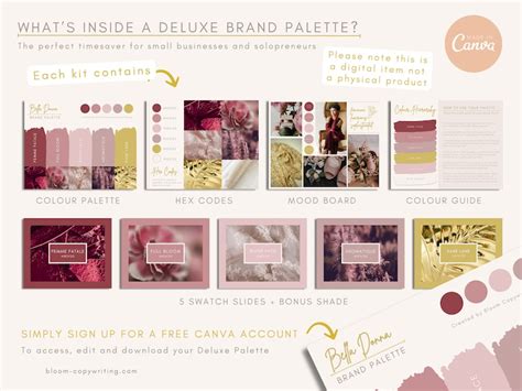 Deluxe Brand Palette Editable Canva Colour Palette With Hex Codes Small