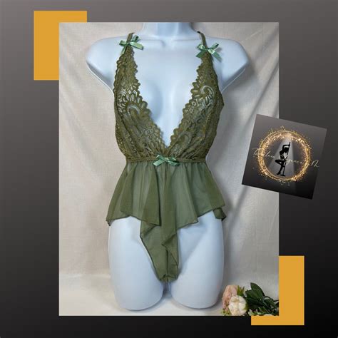 Romantic Floral Lace Sheer Mesh Cross Back Teddy Bodysuit Lingerie Lacy Plunge Teddy Women S