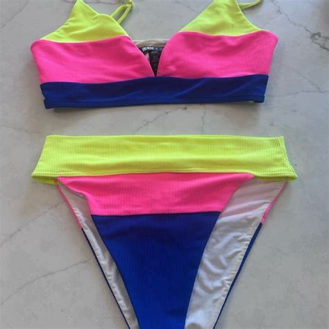 Beach Riot Swim Beach Riot Neon Yellow And Pink Bikini Poshmark