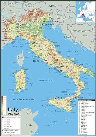 Landkarte Von Italien Laminiert A1 Format 59 4 X 84 1 Cm Amazon De