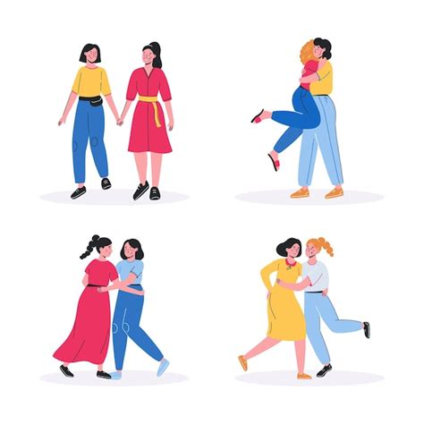 Free Vector Flat Lesbian Couple Scene Illustrated