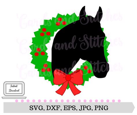 Horse Svg Christmas Svg Horse Wreath Svg Digital Cutting Etsy