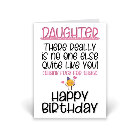 Funny Daughter Birthday Card No One Else Quite Like You Thank Fck For