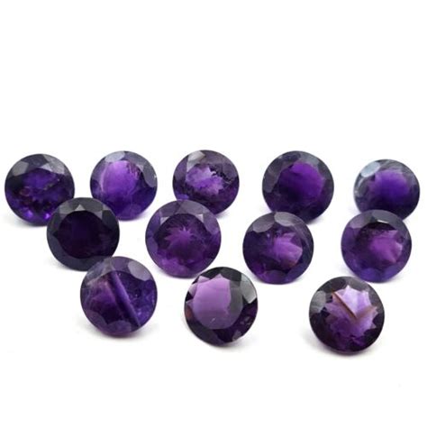 Natural African Amethyst Round Cut Loose Stone Lot Mm Ct Pcs