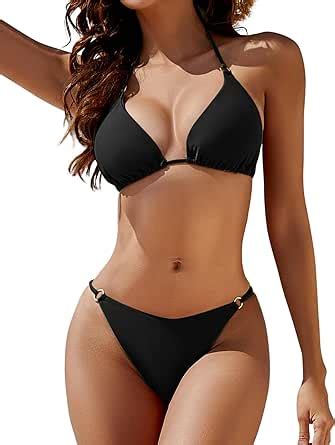 Amazon Zuvebamyo Women S Two Piece Bikini Sets Sexy Halter Ring