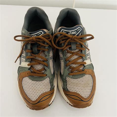 Asics Womens Brown And Green Trainers Depop
