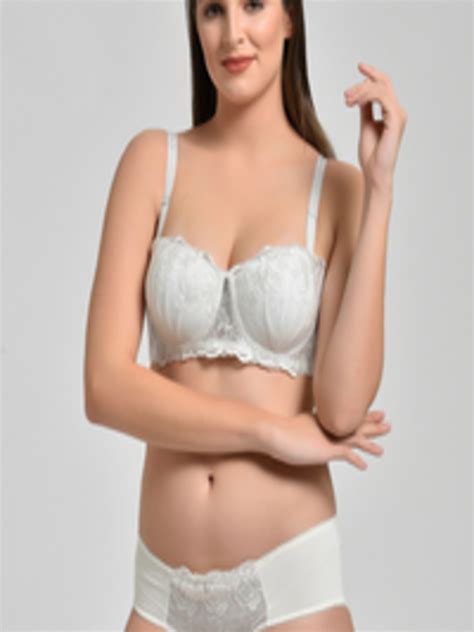 Buy MAKCLAN Lightly Padded Underwired Balconette Lace Lingerie Set Lingerie Set For Women