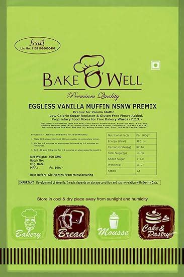 Bakeowell Vanilla Muffin No Sugar And No Wheat Flour Eggless Premix