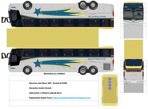 SP Papel Modelismo PaperCraft Ônibus Busscar Jum Buss 360 Scania