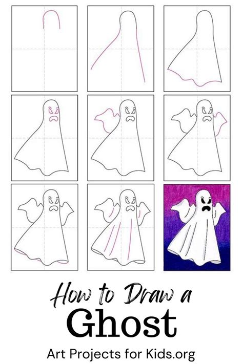 Easy How To Draw A Ghost Tutorial And Ghost Coloring Page Mural De Halloween Como Hacer Un