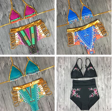 Women New Bikini Set High Waist Swimsuit Padded Halter Bathing Suit