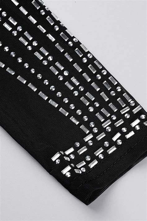 Sexy Patchwork Hot Drilling See Through Turtleneck Long Sleeve Two Pieces Instylebuy