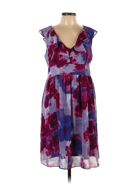 Ann Taylor Loft Outlet 100 Polyester Purple Casual Dress Size 12 57