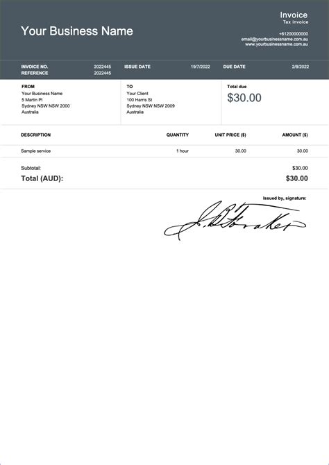 australian invoice template  easy  editable billdu