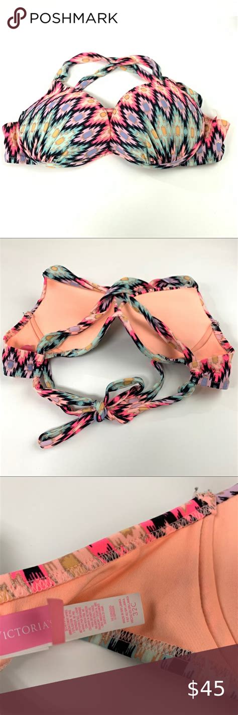 Victorias Secret Bikini Top C Gorgeous Pushup Aztec Tribal Pt