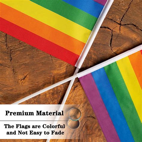 Gelasgo 50 Pcs Pride LGBT Flag Handheld Mini Rainbow Flag Pride Hand Flags For Gay Bisexual
