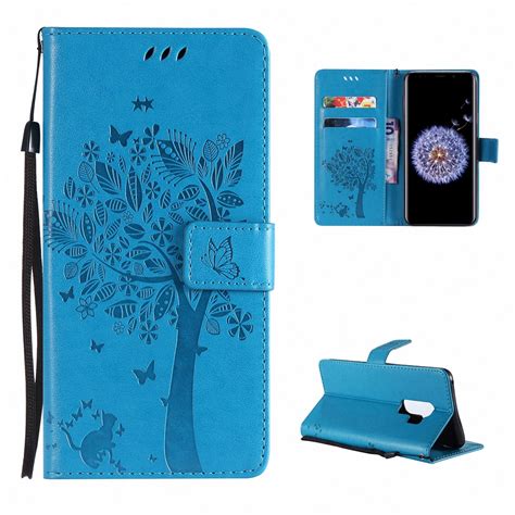 Galaxy S9 Plus Case Samsung Galaxy S9 Plus Wallet Case Allytech Embossed Cat And Tree Pu