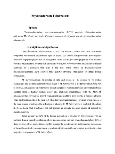 Mycobacterium Tuberculosis | PDF | Tuberculosis | Mycobacterium 