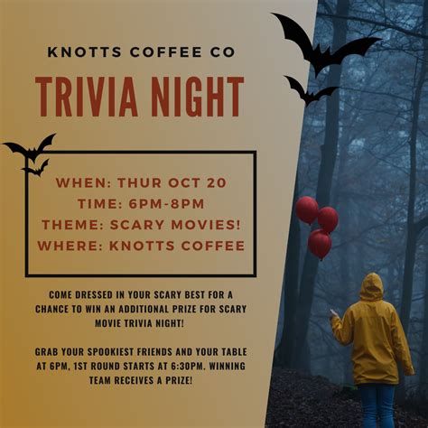 Scary Movie Trivia Night Knotts Events Bridgeport Suffolk