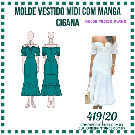 Molde Vestido Midi Manga Cigana Camaleoa Atelier De Costura