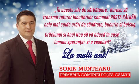 Mesajul primarului comunei Poșta Câlnău cu ocazia Sărbătorilor de iarnă