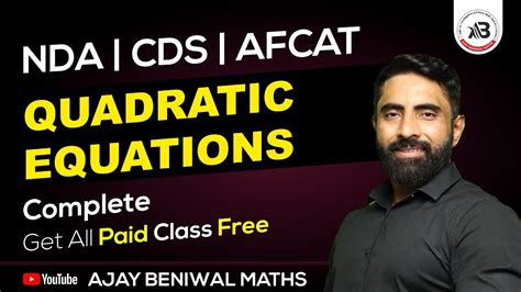 Quadratic Equations Class I Quadratic Equations In One Shot I Nda Cds