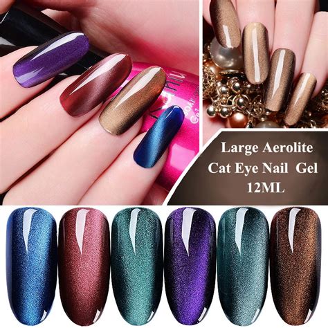 6 Pieces Wide Line Aerolite Cat Eyes Uv Gel Polish 3d Diy Magnetic 6