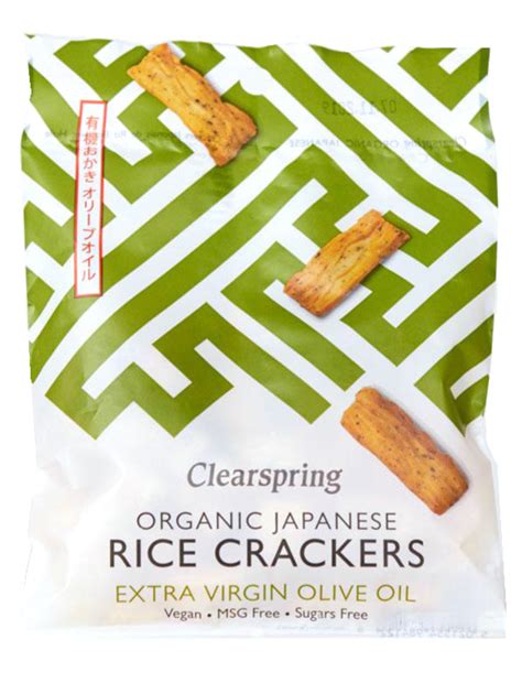 Rice Crackers With Olive Oil Sea Salt Organic 50g Clearspring