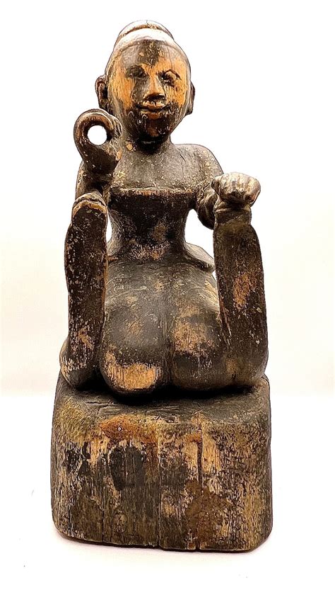 Antique Thailand Snake Charmer Burmese 18th C Hand Carved Wood