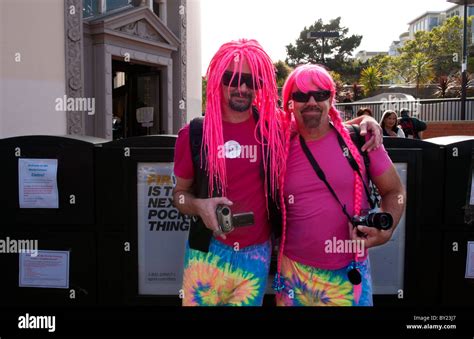 Men Wearing Pink In Gay Pride Weekend Pink Celebration In The Gay Castro District Of San