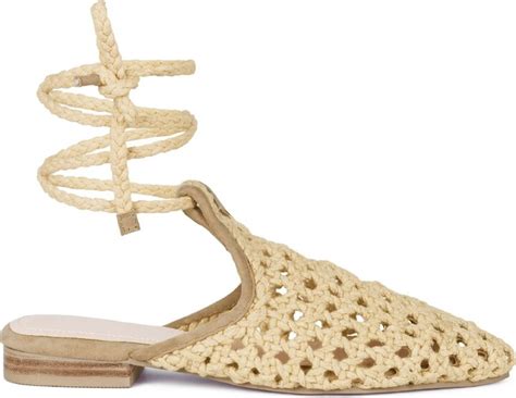 Rag Co Tutsi Nude Handwoven Honeycomb Cotton Tie Up Mule Flats ShopStyle