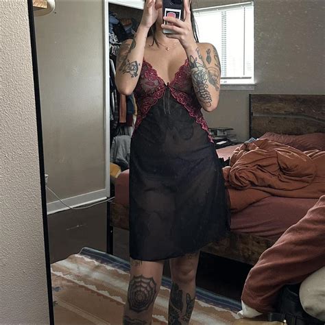 Vintage S Black Pink Lace Lingerie Slip Size Depop